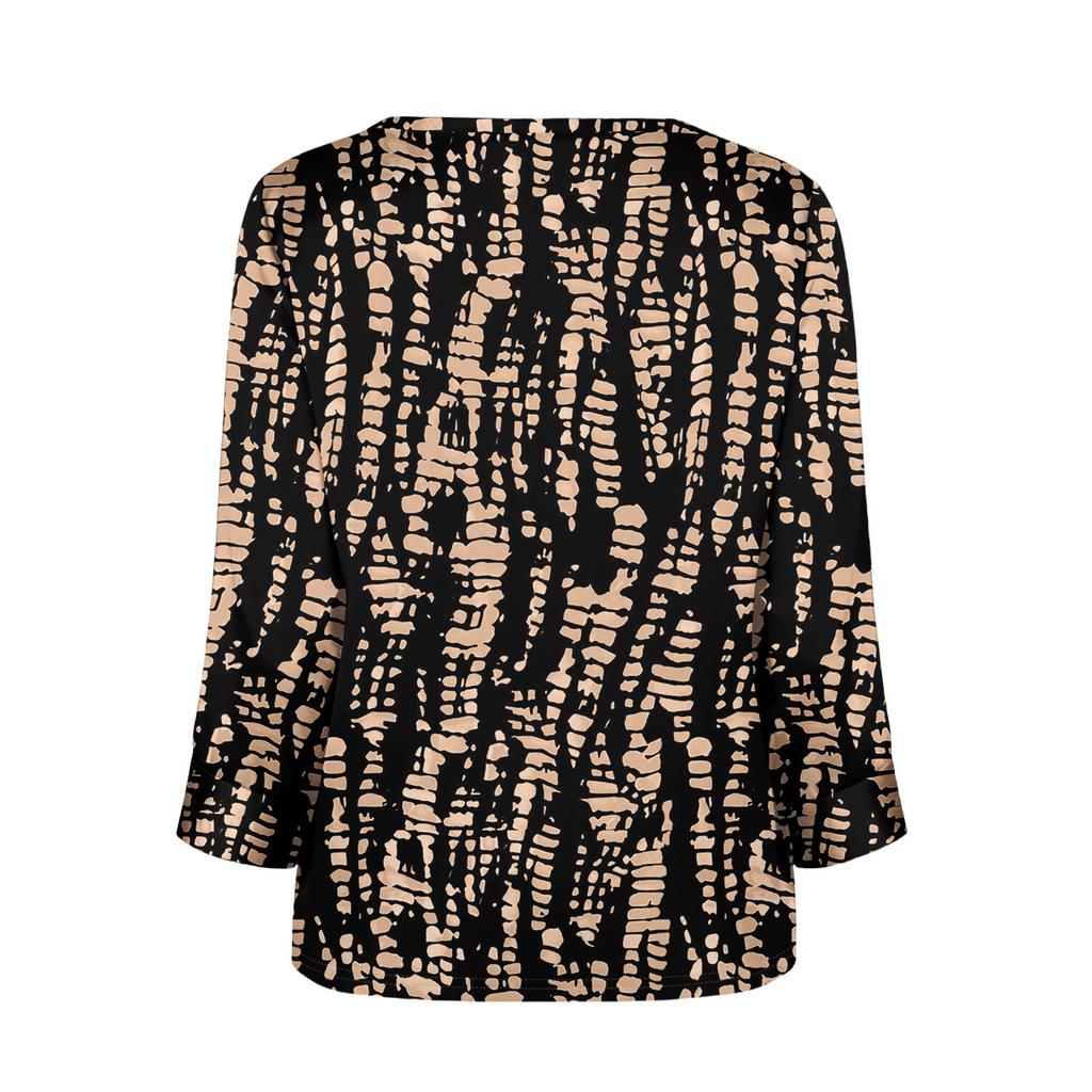 Dámské košile s 3/4 rukávem, výstřih do V, saténové, volné, elegantní, trendy tričko, svetr, halenka, topy
