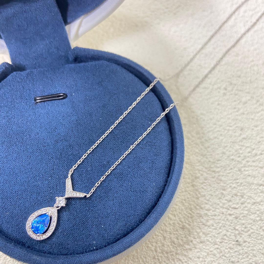 2025 Secret Blue Аквамарин V Золотая Петля Ожерелье - Нишевый Дизайн, Высококлассная Легкая Роскошь