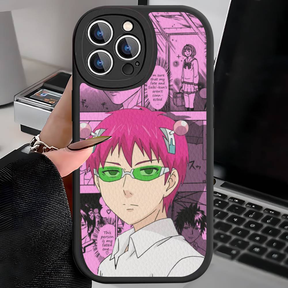 Anime Saiki Kusuo Phone Case For IPhone 16 15 14 11 12 13 Pro Max Plus Back Leather Shell