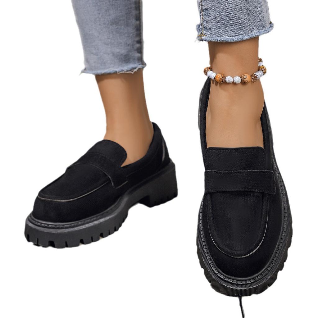 Giant Soft Retro Platform Women's New Small Leather Shoes Round Head Thick Heel Single Shoes Large Size Women's Shoes