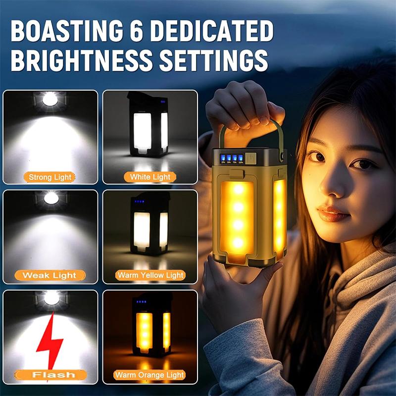 Solar Camping Light Rechargeable Portable LED Lights, with USB Charging, Waterproof IPX4