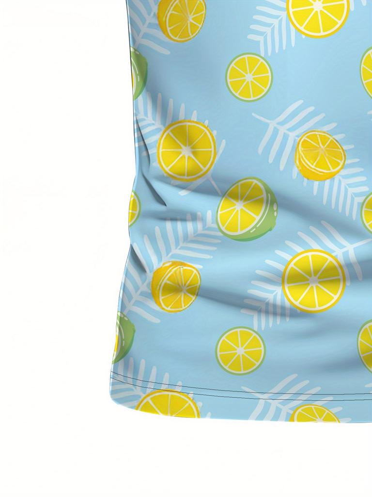 Men's Short Sleeve Polo Shirt with Flat Digital Print Pattern - No Texture