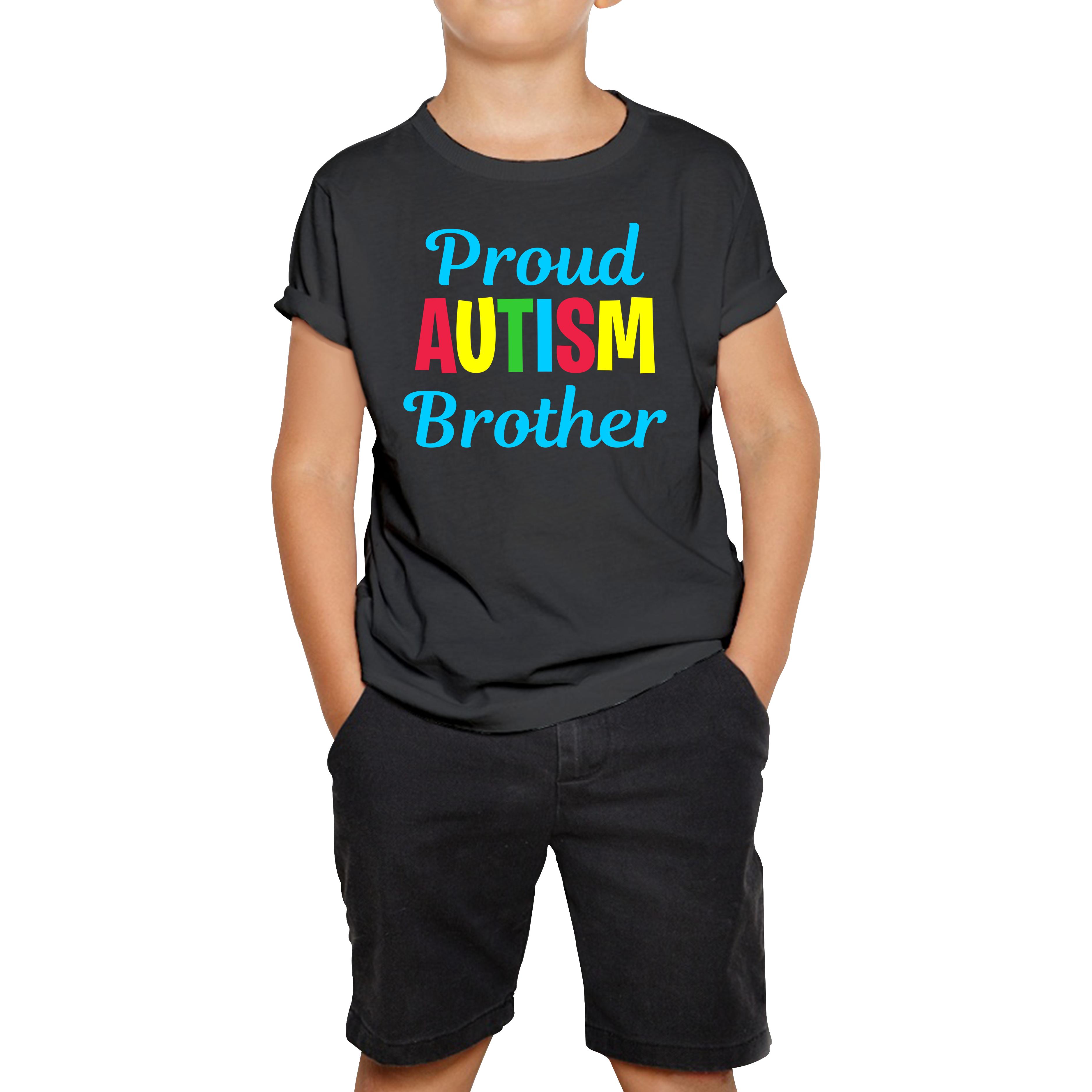 Proud Autism Brother Autism Awareness Kids T Shirt 110