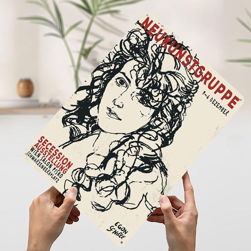 

Egon Schiele Art Printed Poster Customized Wall Art Retro Vintage Metal Tin Signs for Setup Decorations Bathroom Decor Wand Deko 7.9x11.8In(20x30cm)