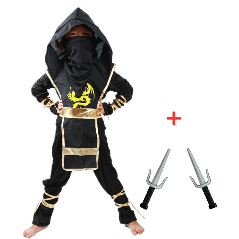 Ninja Costume Set with Double Sai Swords Throwing Stars for Halloween Cosplay Outfit Accessories Included Best Birthday Gift
