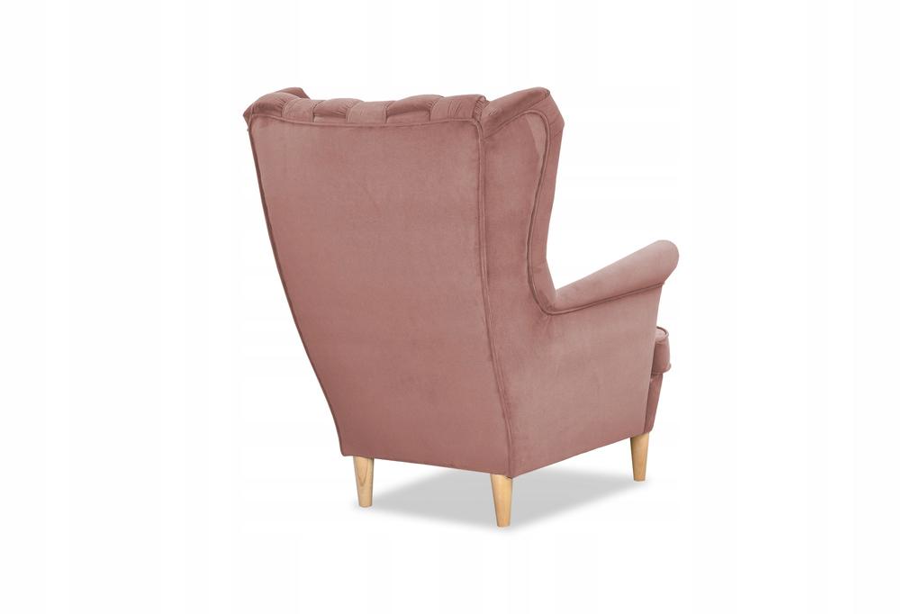Carol Wing Chair with Footrest Scandinavian Family Meble Dirty Pink