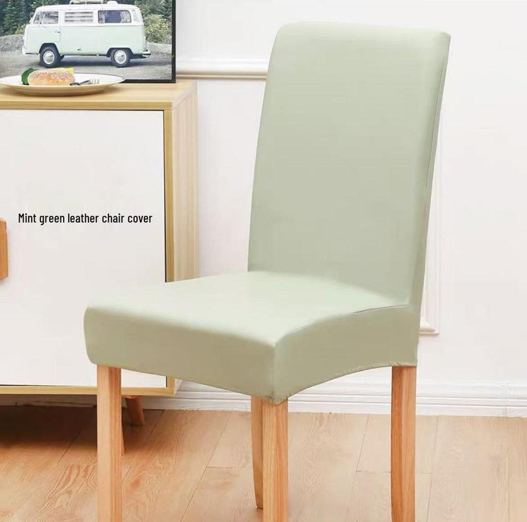 Waterproof Leather Dining Chair Cover - Stain-Proof, Elastic, Universal Fit, Low Back Cushion Cover for Home and Restaurant Use.