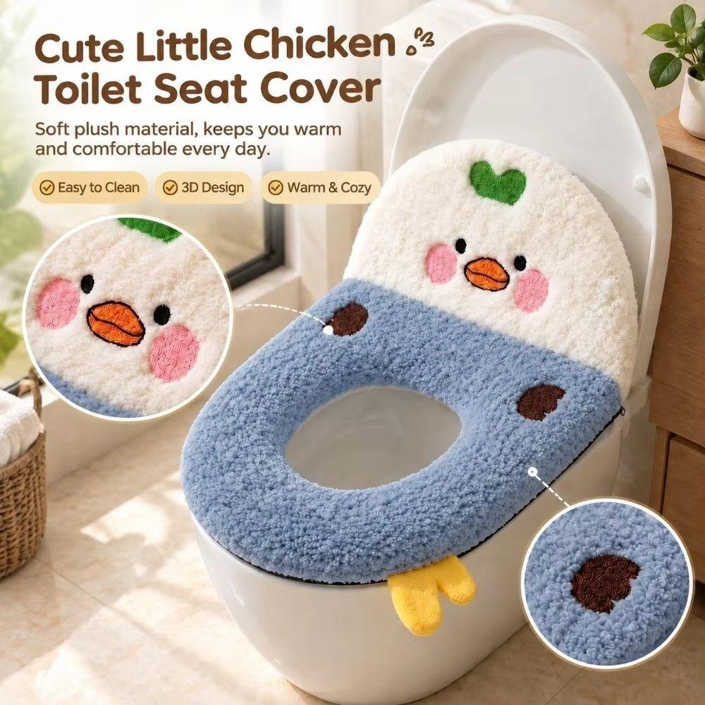 Chicken Shape Backrest Cartoon Chicken Toilet Cushion Thickened Cute Toilet Mat Winter Season