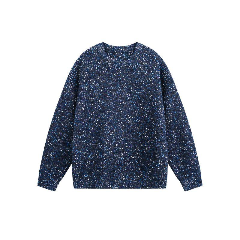 

Dream Made Colorful Polka Dot Lazy Style Wool Blend Crew Neck Sweater Men s Autumn and Winter Couple Knitwear Navy blue XL