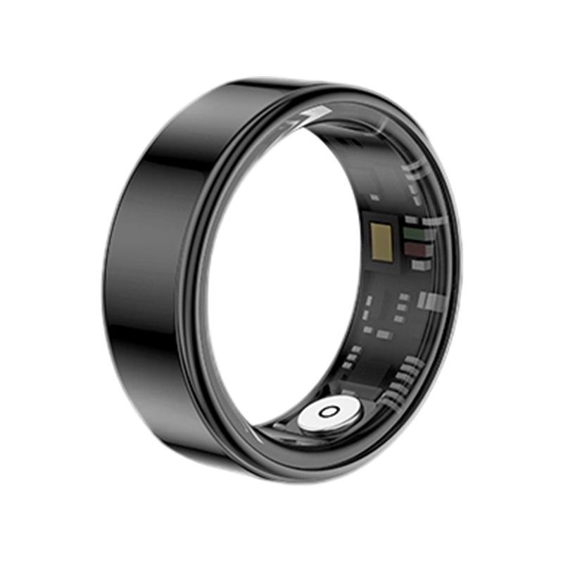 Smart Black Ring: Heart Rate, Blood Oxygen, Sleep Tracker, Bluetooth, Waterproof, Unisex, Touch Interface
