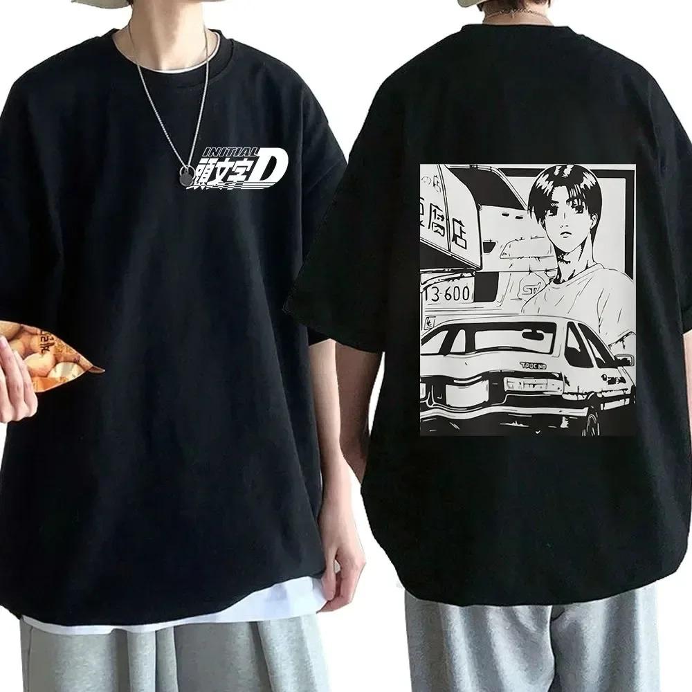 Anime Drift AE86 Initial D Oboustranné tričko s kulatým výstřihem a krátkým rukávem, letní, ležérní, unisex, R34 Skyline GTR JDM Manga trička