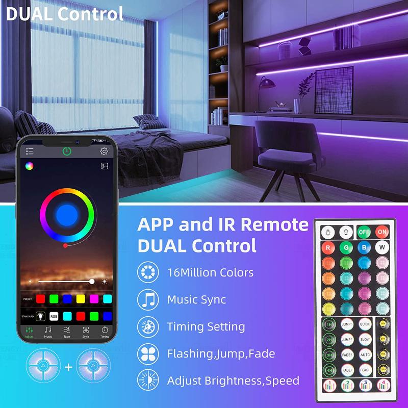 Smart  44 Key Bluetooth 5050 LED Strip Lights Infrared Control RGB5050 Flexible 5V Neon Ice Lighting Lamp for Bedroom Decoration TV Backlight