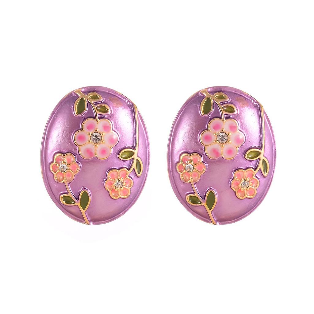 2024 Pearl Heart Flower Oil Painting Enamel Stud Earrings - Advanced Design Jewelry