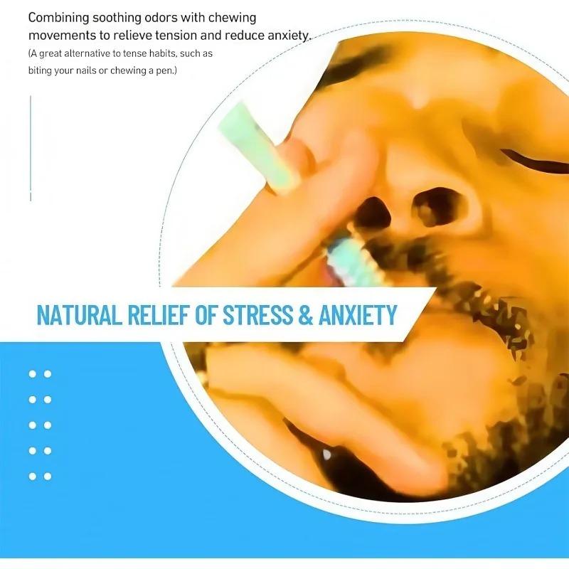 Anxiety Relief Chew Breather Stick Essential Oil Infused Peppermint Eucalyptus Calming Focus Tool for Stress Management on The