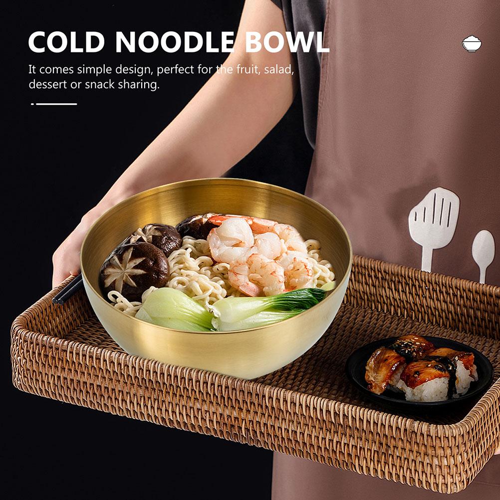 2 Stück Edelstahl Salatschüssel Lebensmittel Geschirr Gemüse Reis Mischbehälter Nudel