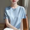 Summer Round Neck Cotton Short-Sleeved Women's T-Shirt Loose  Casual Top Mercerized Bottoming Shirt
