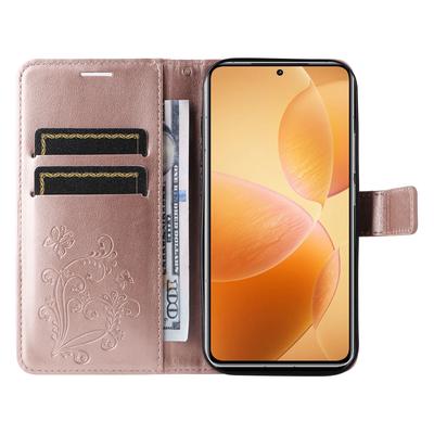 För Xiaomi 14T Pro Plånboksfodral Blommigt Fjärilstryckt Läder Telefonskydd Ställ
