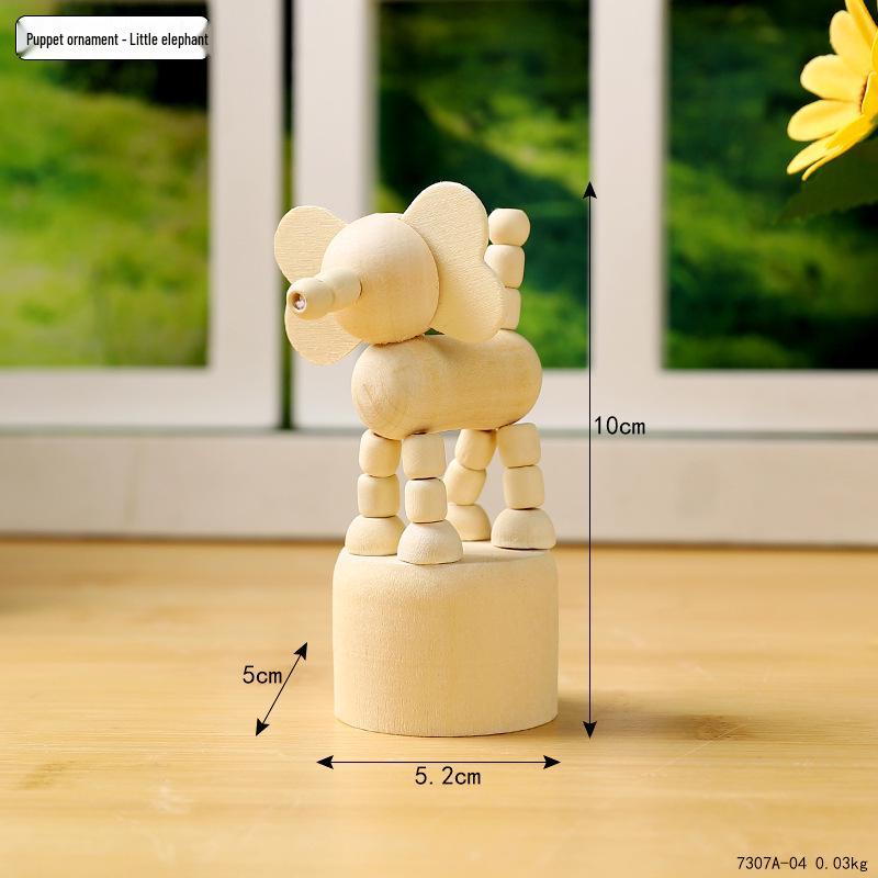 Handmade Wooden Articulated Puppet Ornament - DIY Craft Gift for Desktop Decoration