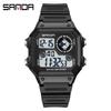 Sanda Men's Trendy Luminous Waterproof Square Digital Sports Watch
