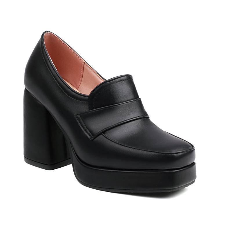Punk High Heels Women's Pumps Loafer Shoes Platform Brand Classic Black Nude White Heeled Party Office Shoes Lady New 2024