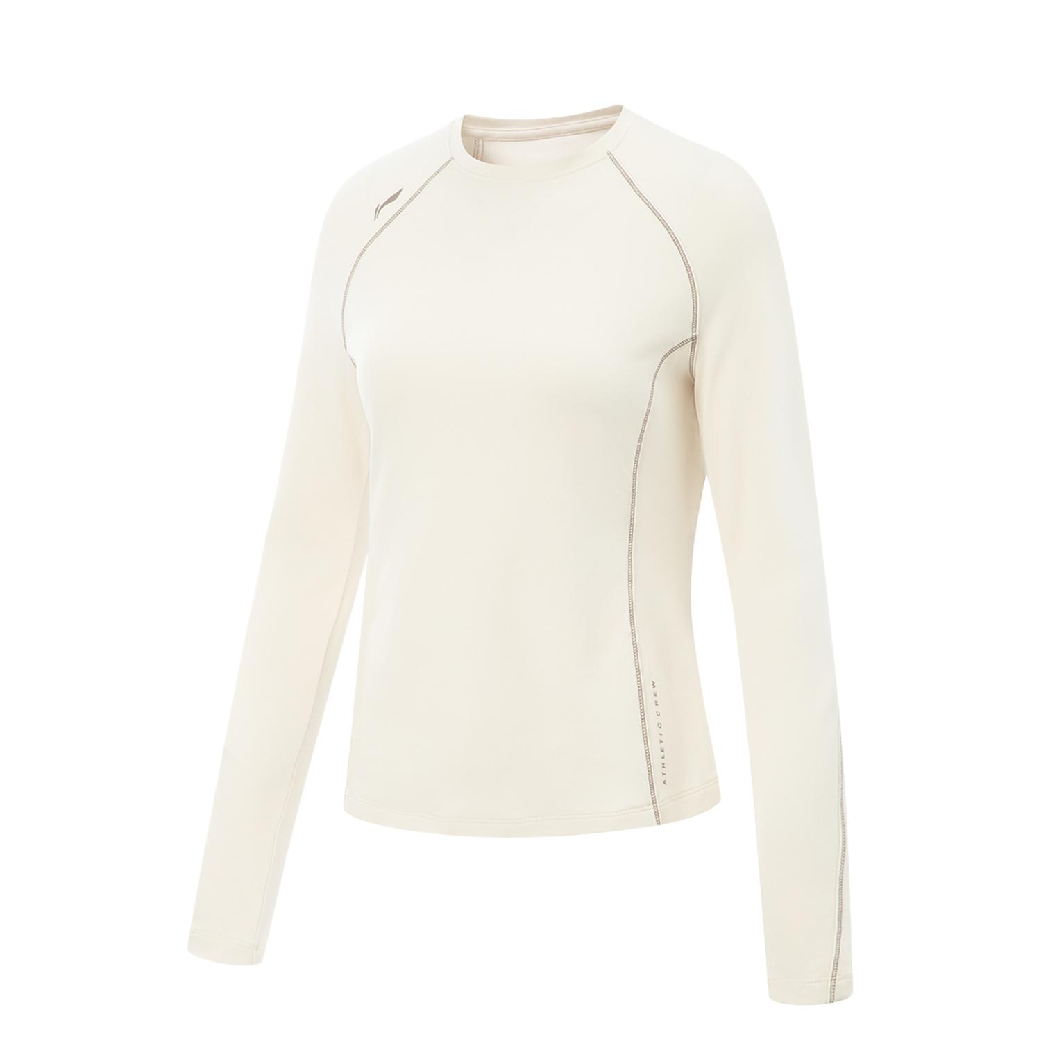 

Li Ning Серия Фитнес Повседневная Футболка с круглым вырезом Спортивная Облегающая Универсальная Удобная Футболка с длинным рукавом Женская футболка Цвет Яичной скорлупы ATLV268-3 M