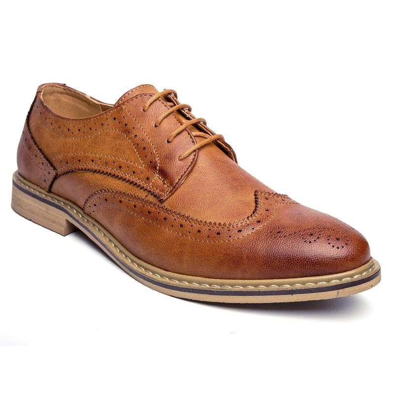 Italian Brand Men's Business Oxford Shoes Lace Up Pointed High-end Men's Brogue Shoes Leather Increased Height British Shoes