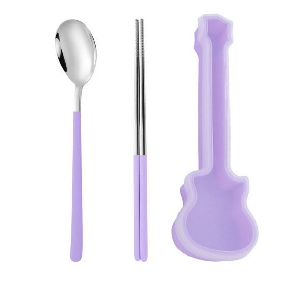 1 Set Spoon Chopsticks Food Grade Mirror Polish Smooth Edge Rust-proof Corrosion Resistant Dinning