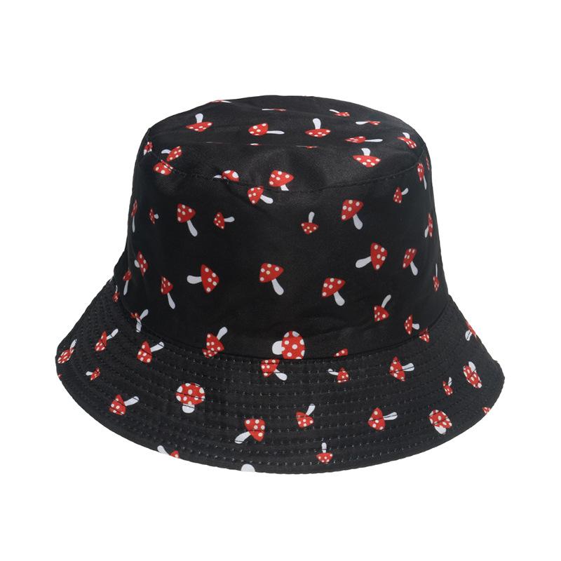

Fisherman Student Hat Summer Visor Hat Couple Mushroom Print Hats Flower Style A