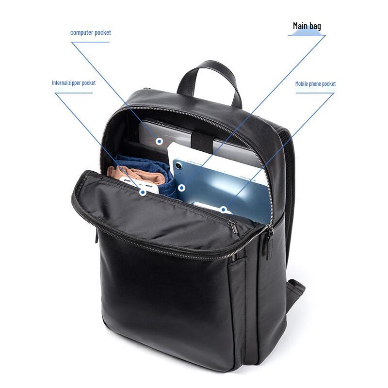 SCHWARZETIENNE Men's Genuine Leather Business Backpack