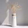 White Ceramic Flower Vase, Nordic Japanese Antique Style, Large (White-Soy-masheng)