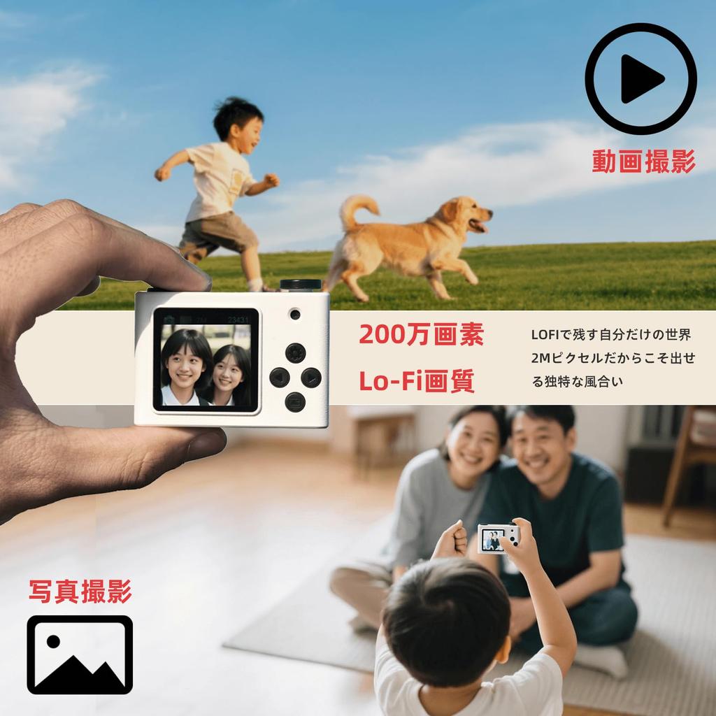 Mini Camera with Front and Rear Selfie Capability, Includes 32GB Card, Low-Fi Quality Video Recording, Toy Camera for Adults and Kids, Smartphone Tran