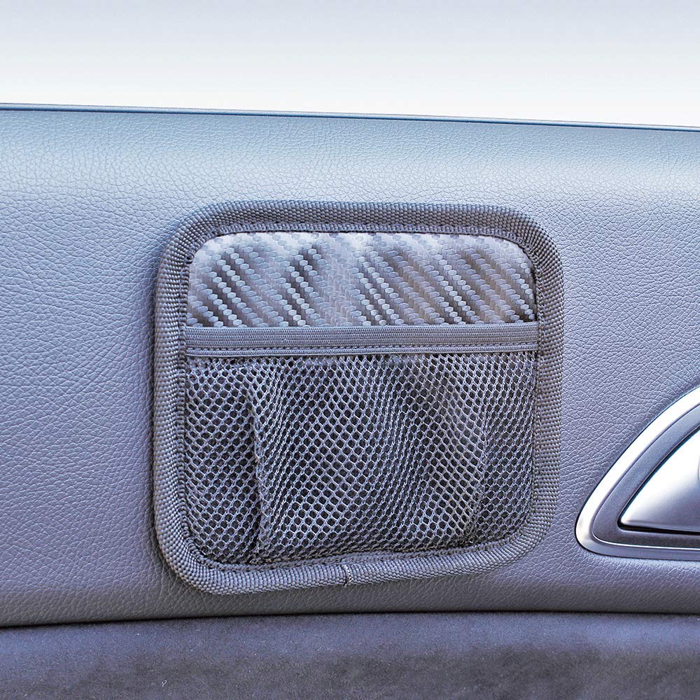Napolex Fizz-1110 Carbon Style Mesh Pocket, Compact Size, Car Accessories, Seat Back Pocket,