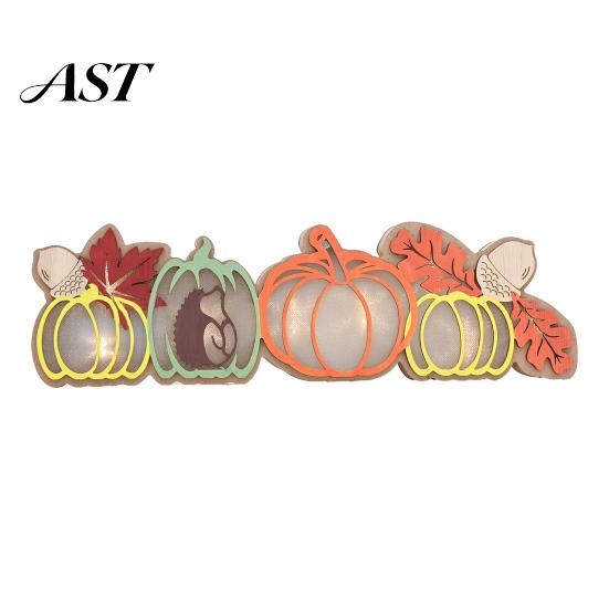 Lighted Fall Decorations for Home Thanksgiving LED Tabletop Decor, Maple Leaf Harvest Themed Wooden Desktop Centerpiece Centerpiece, Autumn