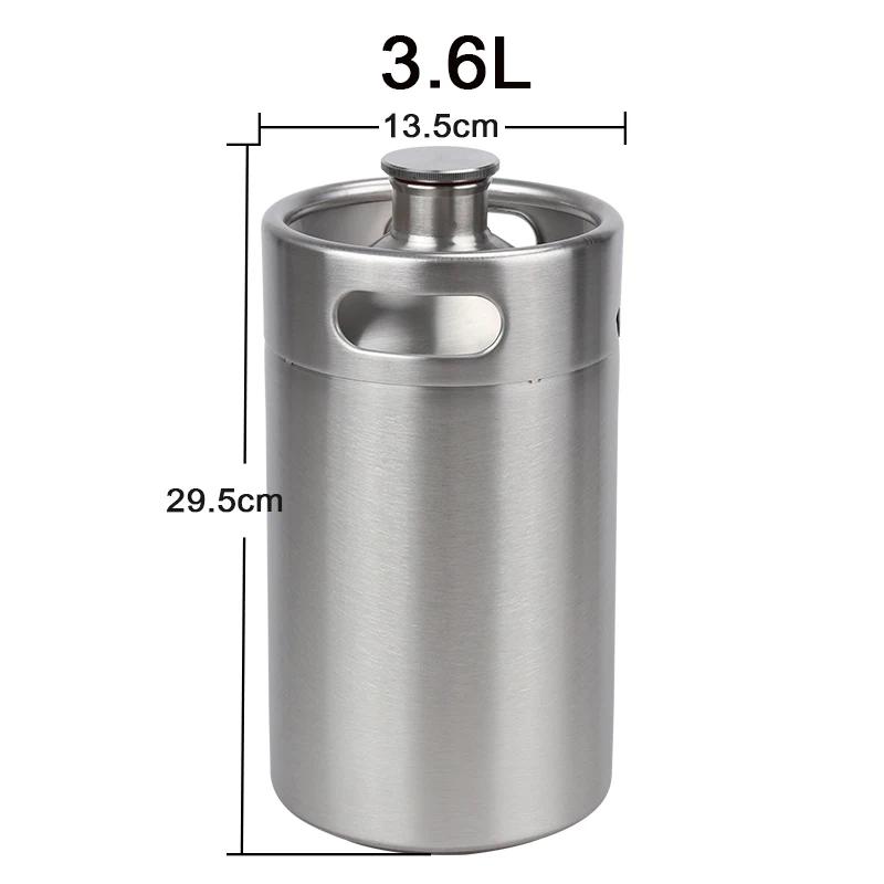 2L/3.6L/5L/8L Mini Keg Stainless Steel Keg Beer Growler Portable Beer Bottle Home Beer Making Bar Accessories Tool