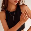 Lariat Gold Necklace for Women, 14k Gold Plated/Stainless Steel Silver Y-Shaped Pendant Trendy Beaded Chain Drop Necklaces Gifts