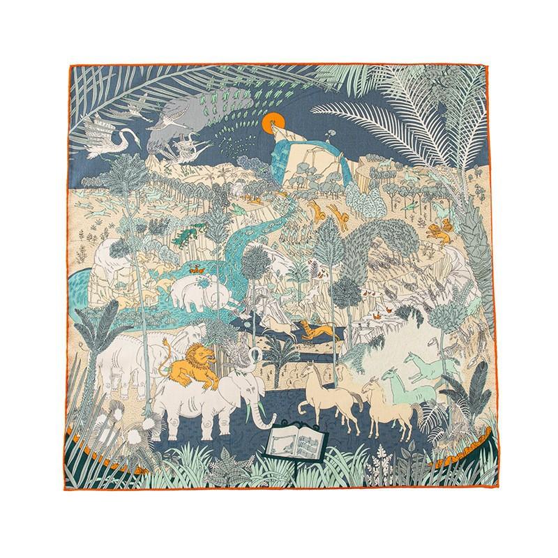 Silk wool double-sided Roman car mulberry silk large square scarf autumn and winter warm elegant women's square scarf