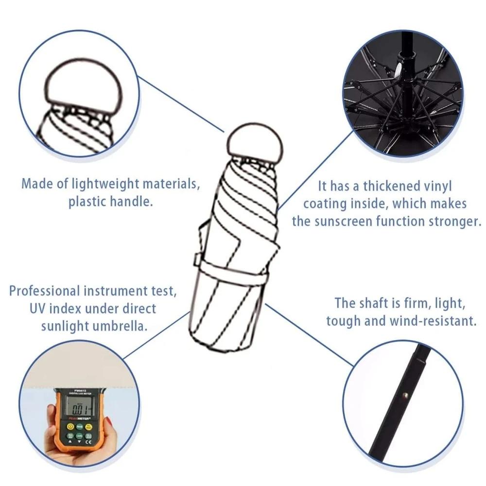 1pc Anti-Uv Mini Umbrella For Sunny And Rainy Days, Portable With Uv Coating And 6 Reinforced Ribs  Beach Umbrella