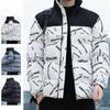 Winter Jackets for Men Warm Casual Winter Thickened Cotton Jacket Jacket Splicing Top Printed Cotton Jacket Men's Youth Cozy Jacket