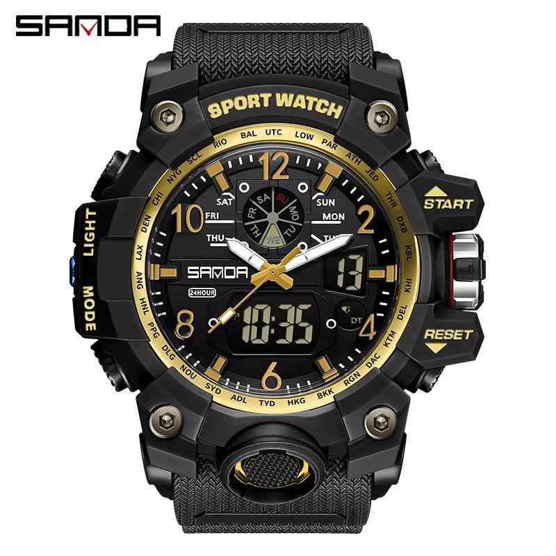 Sanda Youth Fashion Luminous Waterproof Shockproof Alarm Men's Watch