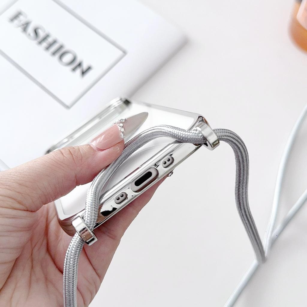 For iPhone Air Case Compatible with MagSafe Electroplating TPU Phone Cover with Long Lanyard