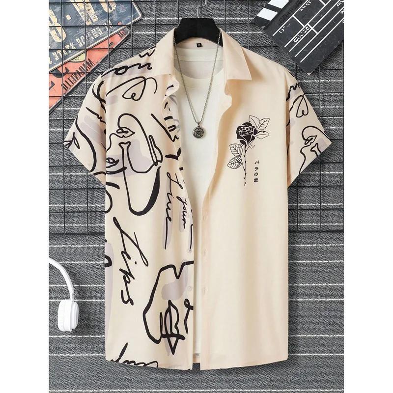 Rocket UFO Pattern Aloha Shirt for Men Women Artistic Abstraction 3D Printed Blouse Kid Short Sleeve Lapel Loose Hawaiian Shirts