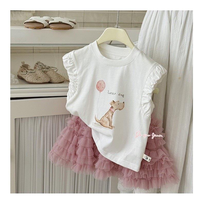 Large Korean Style Girls Cartoon Short Sleeve Summer T-Shirt 100 cm