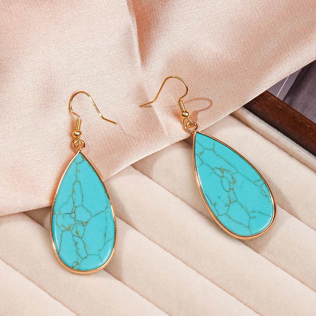 Natural Stone Earrings, Light Luxury High-end Earrings, Blue Pine, Green Eyed Stone Earrings, Accessories