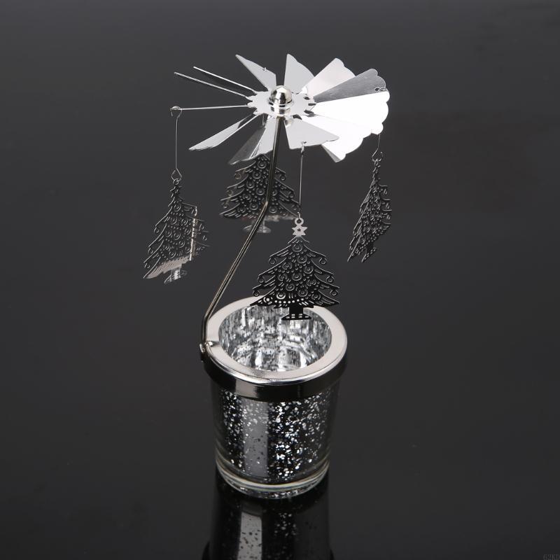 62KD Rotating Tea Light Holder Spinning Tealight Stand Candleholders Wedding