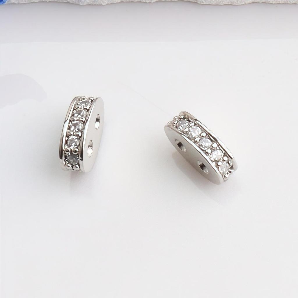18K Gold Plated Double Hole Spacer Beads with Micro Zircon for DIY Jewelry