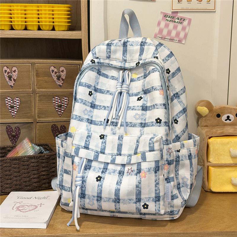 

Preppy Women s Backpack Student Schoolbag Lightweight Check Backpack