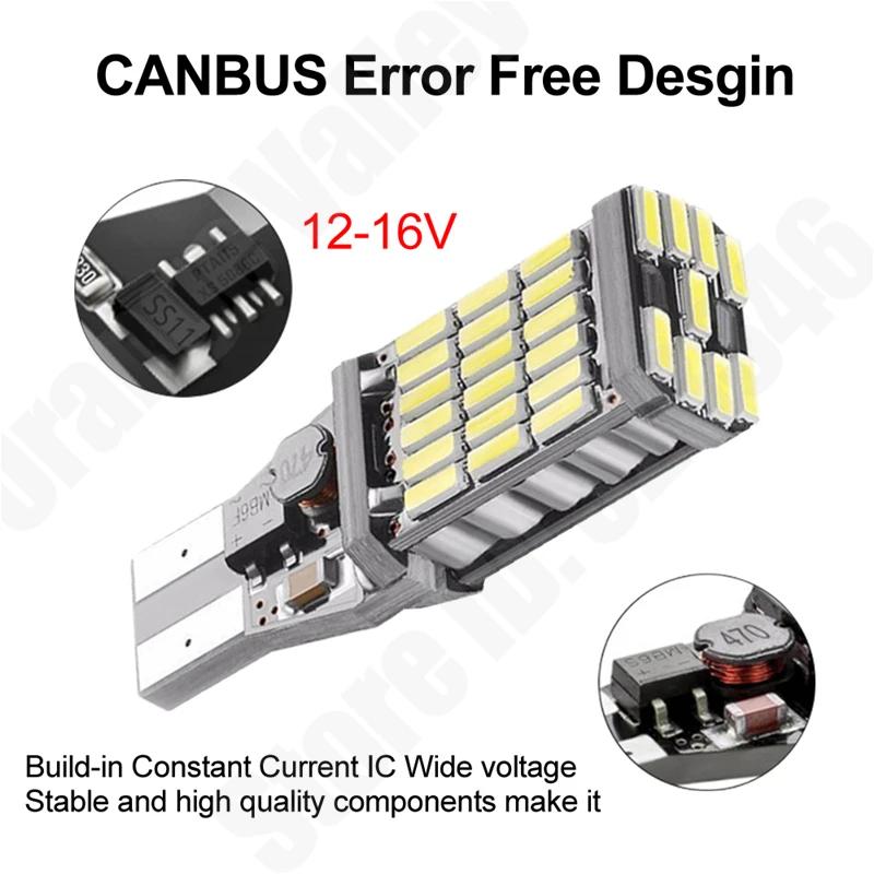 2PCS Superior LED T15 W16W 45 SMD 4014 Car Auto Canbus Reversing Lamps Stop Light Back up Lights Reverse Bulb