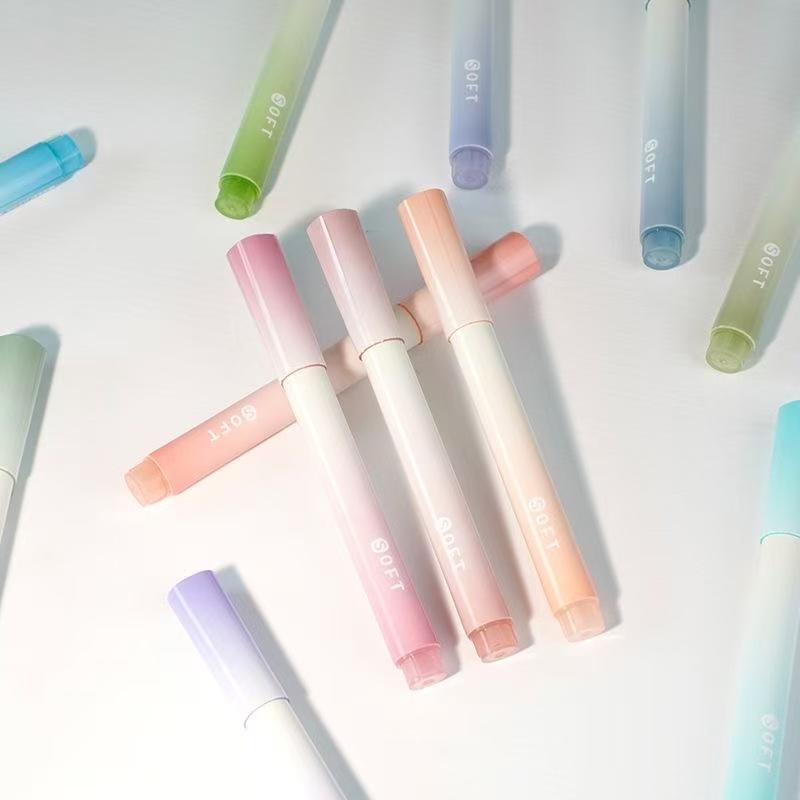12-Pack Gradient Color Chisel Tip Fluorescent Pens for School Office Supplies Highlighting And Notetaking
