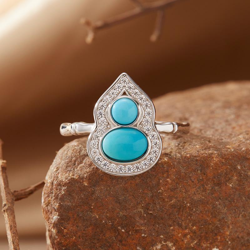 Natural Garnet Turquoise Hetian Jade Lapis Lazuli Nanhong Gourd Pendant Necklace Women'S Set S925 Sterling Silver Colored Treasure