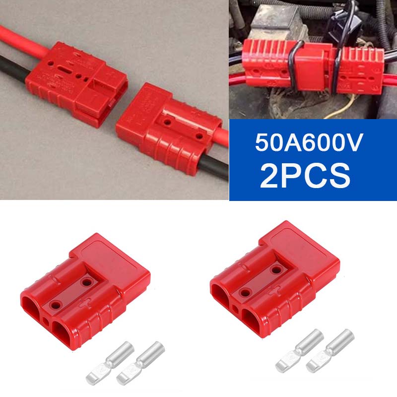 2 Stück 50A Stecker Kabelklemme Batterie Stromanschluss Kit Schnellstecker Batterie Ladeanschluss